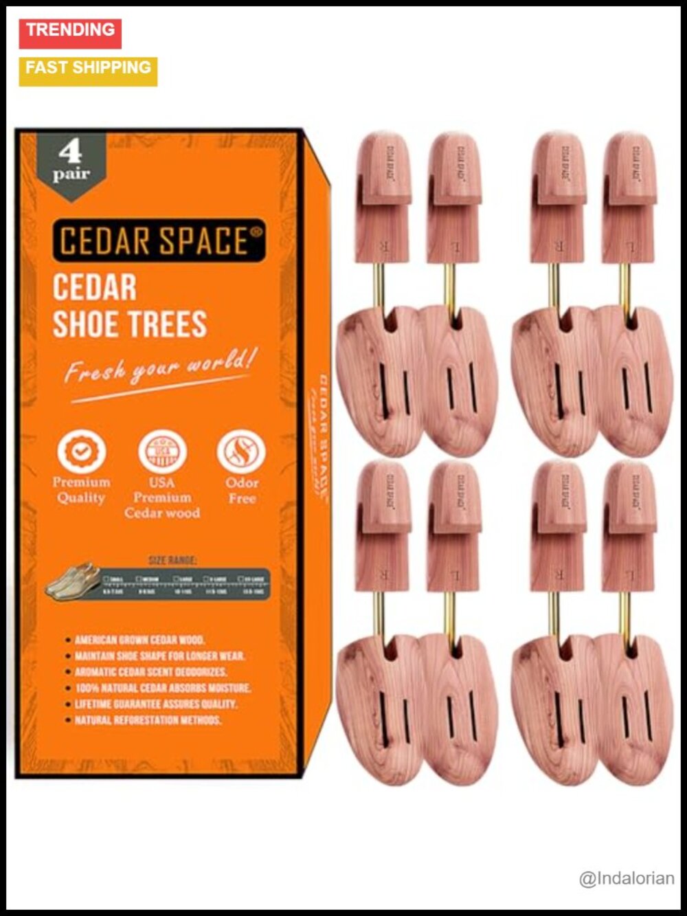 Cedar Shoe Trees for Men Sizes 6.5-13 Wood Shoe Stretcher Tree